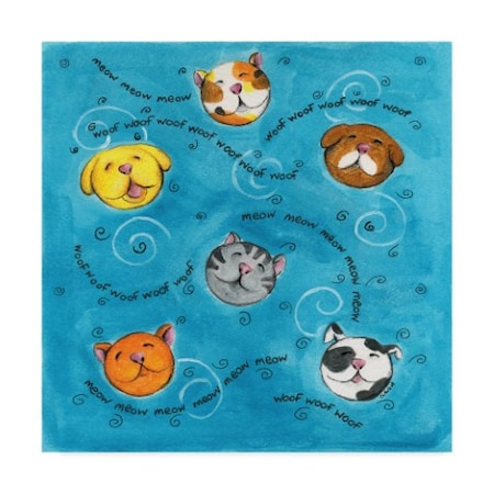 Claudia Interrante 'Bouncy Balls Cats And Dogs' Canvas Art,14x14